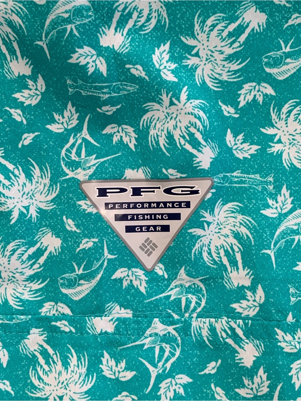 Columbia PFG Super Slack Teal Short Sleeve Floral Button-Down Fishing Shirt, XXL - Picture 7 of 11